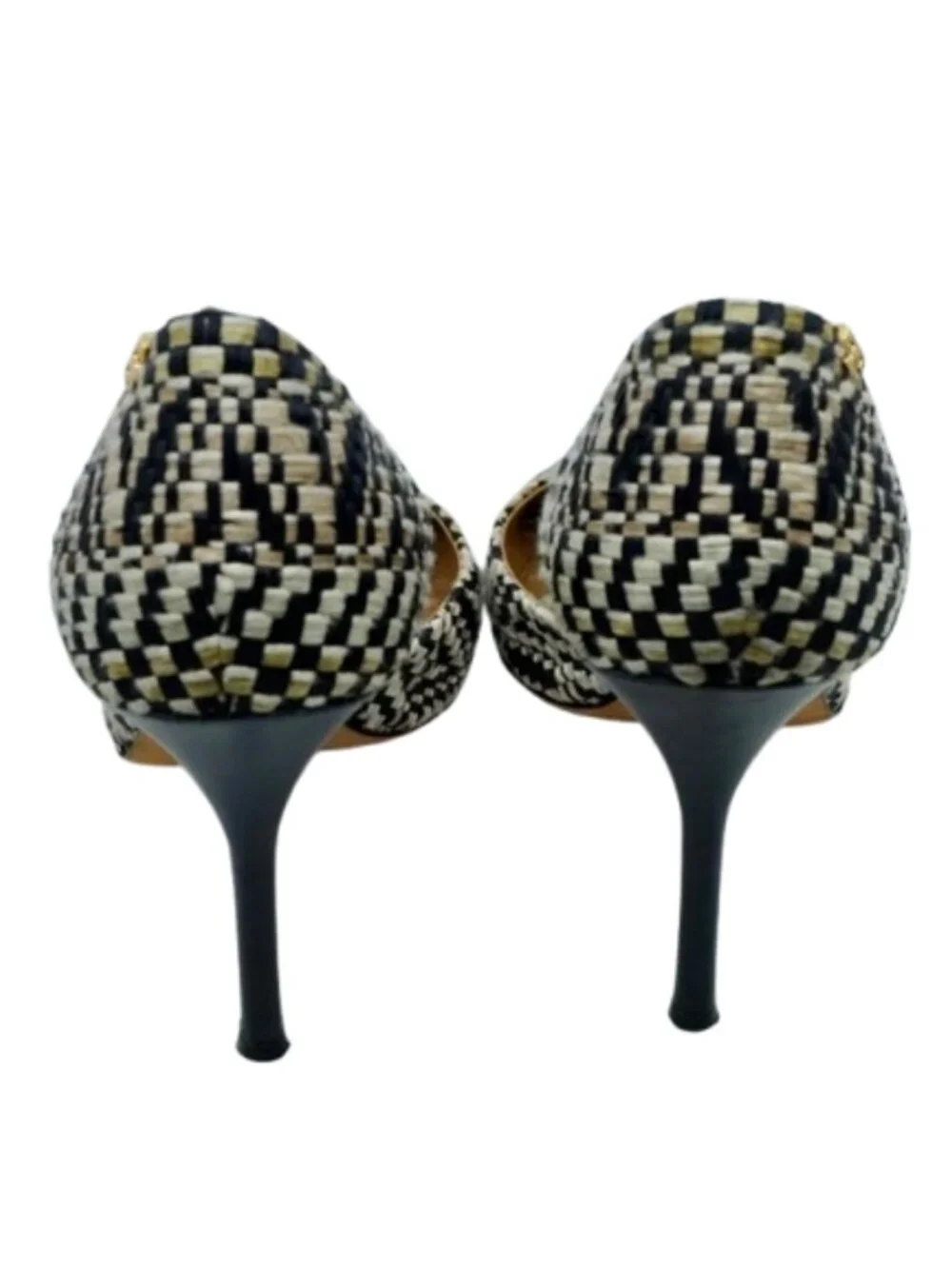 TORY BURCH~Penelope d'Orsay~WOVEN CAP TOE PUMPS LEATHER HEEL SHOES Sz 10
